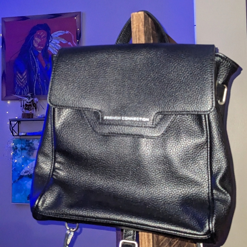 🇫🇷French Connection Textured Black  Backpack EUC